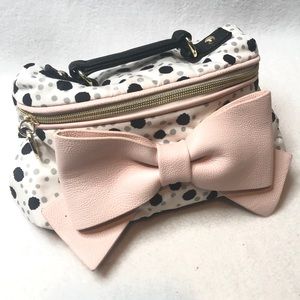Betsey Johnson Polka Dot & Pink Bow Train Case